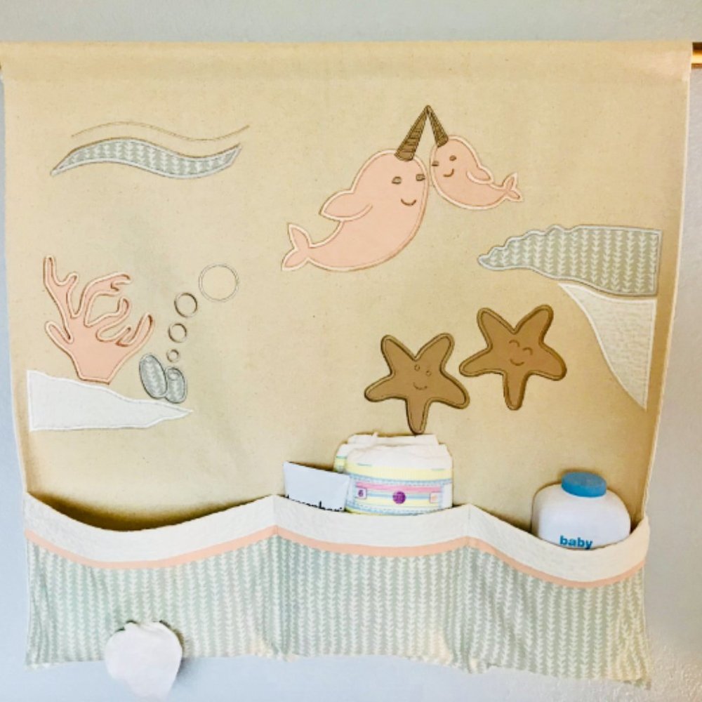 Baby/Kids Wall Art/Storage - Narwhals Theme
